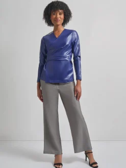 Misook Jackets & Coats|Tailored Fit Vegan Leather Tie Back Jacket