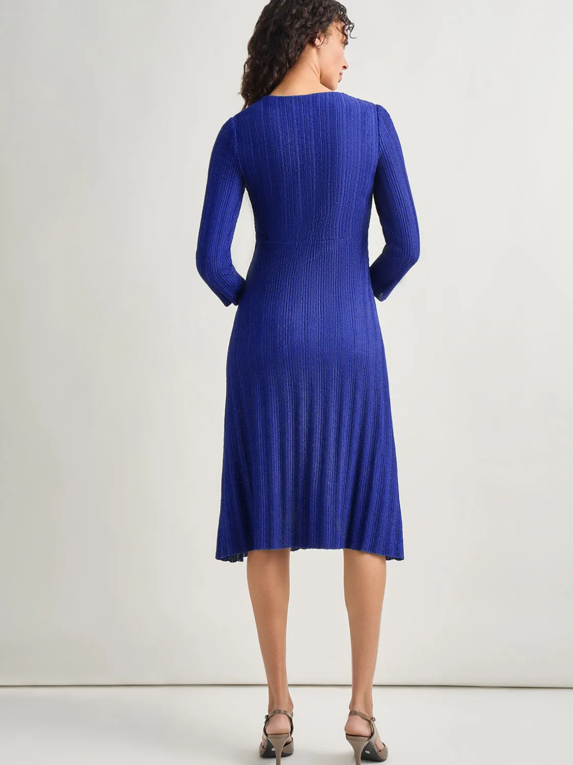 Misook Dresses|Textural Stripe Knit Midi Dress