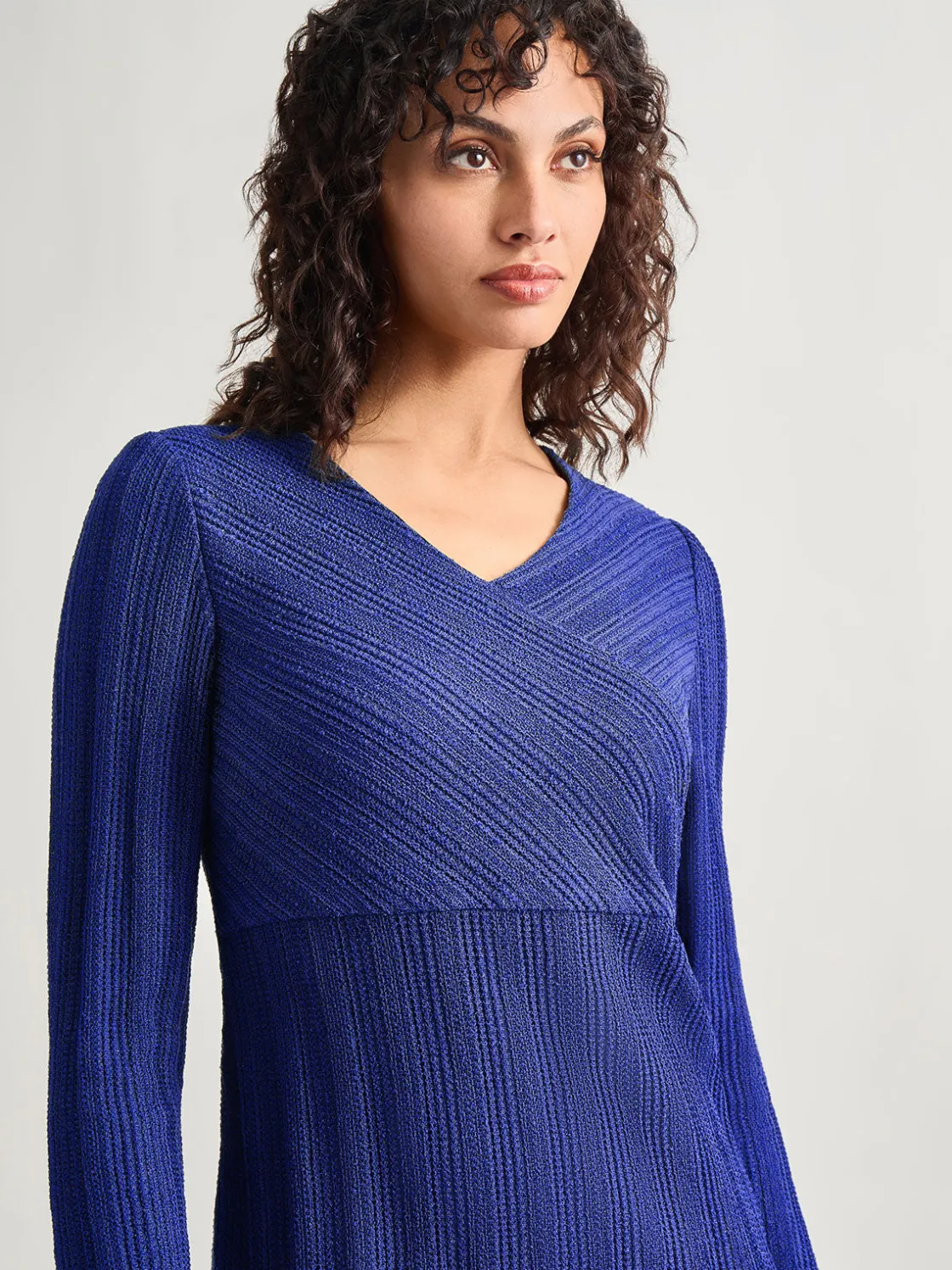 Misook Dresses|Textural Stripe Knit Midi Dress