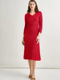 Misook Dresses|Textural Stripe Knit Midi Dress