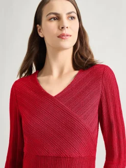 Misook Dresses|Textural Stripe Knit Midi Dress