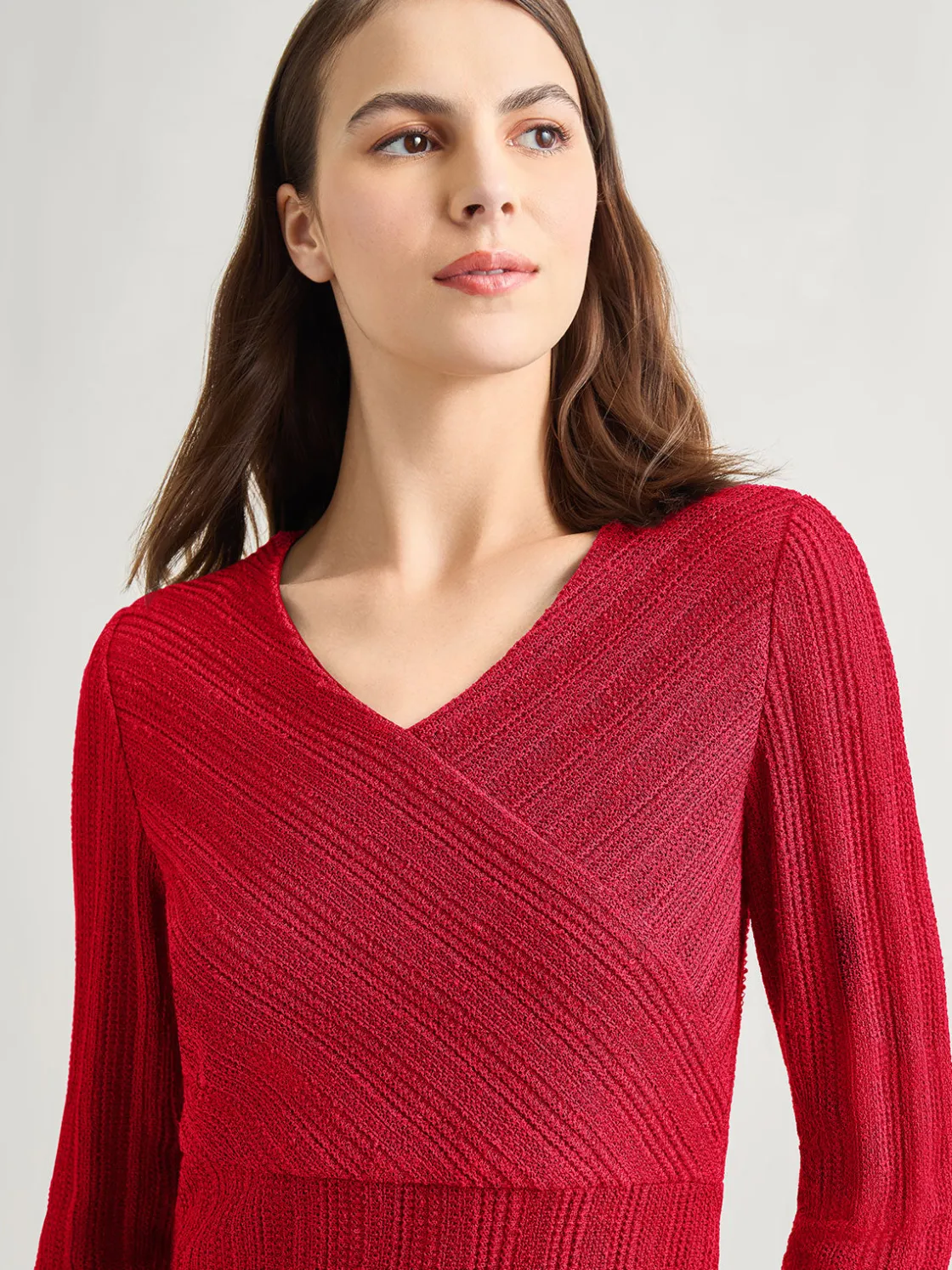 Misook Dresses|Textural Stripe Knit Midi Dress