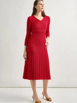 Misook Dresses|Textural Stripe Knit Midi Dress