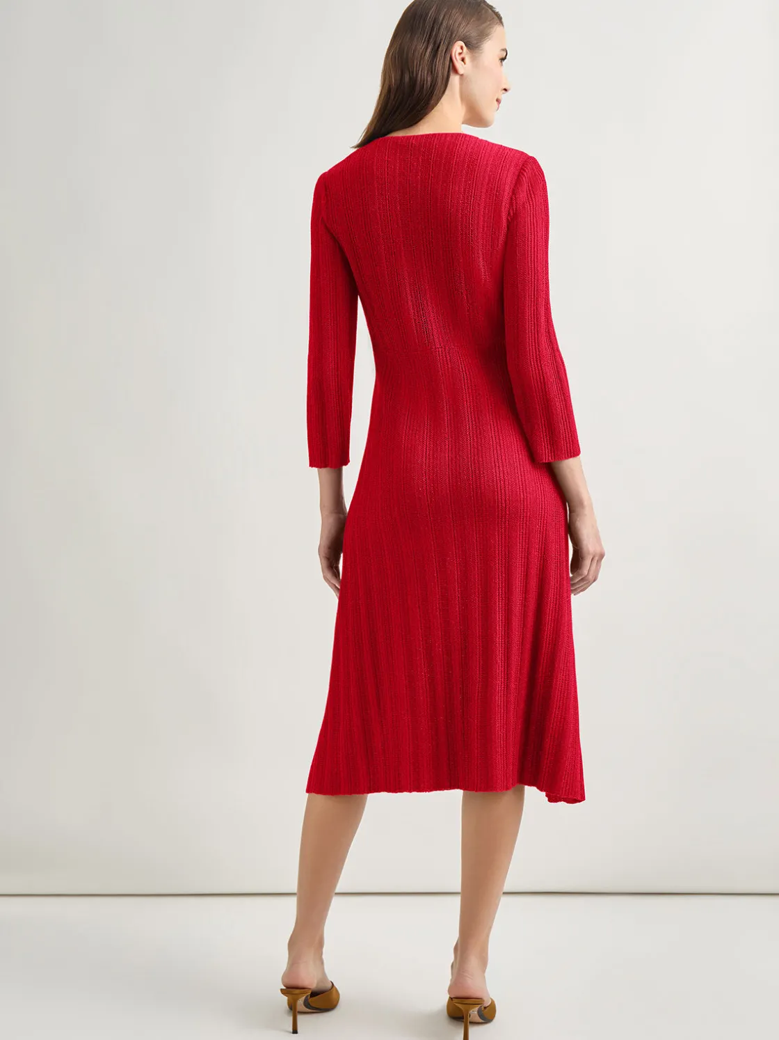 Misook Dresses|Textural Stripe Knit Midi Dress