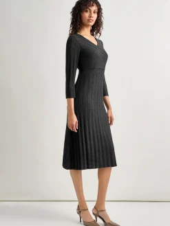 Misook Dresses|Textural Stripe Knit Midi Dress