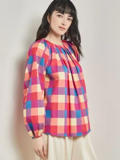 Misook Blouses & Shirts|Tops & Tees|Tie Waist Blouse - Plaid Cotton Blend