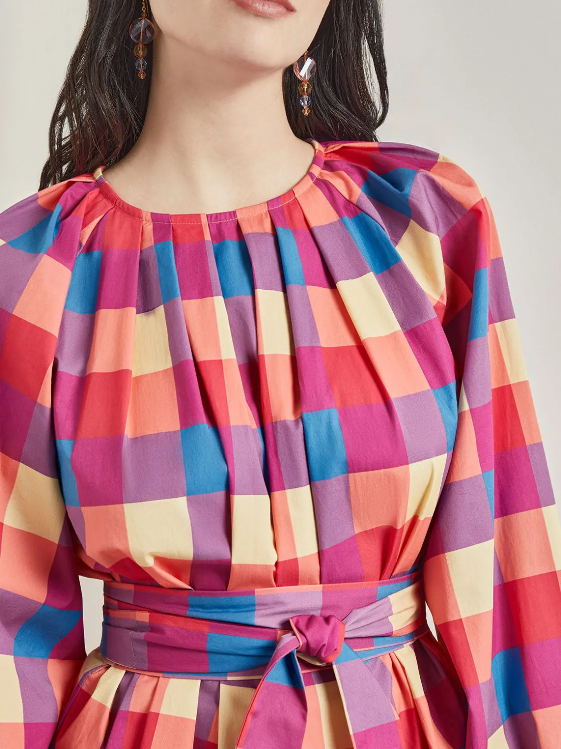 Misook Blouses & Shirts|Tops & Tees|Tie Waist Blouse - Plaid Cotton Blend