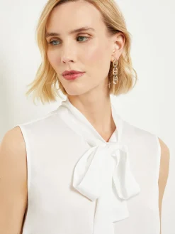 Misook Blouses & Shirts|Tops & Tees|Tie-Neck Crepe de Chine Blouse