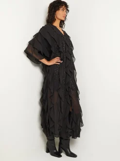 Misook Dresses|Tiered Ruffle Woven Chiffon Maxi Dress