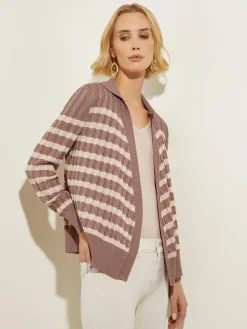 Misook Tops & Tees|Tie-Waist Striped Soft Knit Tunic