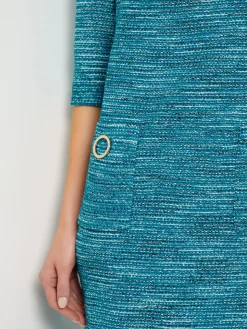 Misook Dresses|Tweed Knit Shift Dress with Pockets