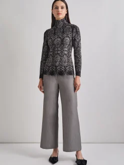 Misook Tops & Tees|Two-Tone Damask Jacquard Knit Tunic