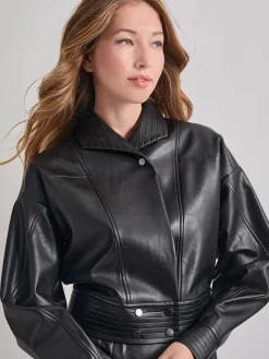 Misook Jackets & Coats|Vegan Leather Cropped Moto Jacket