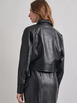 Misook Jackets & Coats|Vegan Leather Cropped Moto Jacket