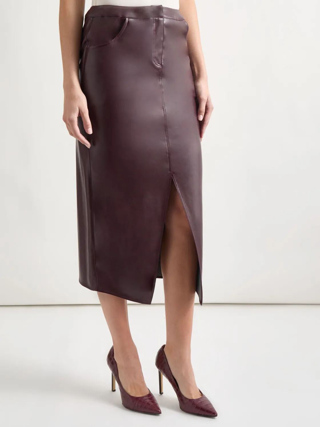 Misook Skirts|Vegan Leather Pencil Skirt