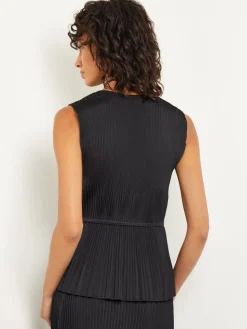 Misook Tops & Tees|Tanks|V-Neck Tie-Waist Pleated Crepe de Chine Tank Top