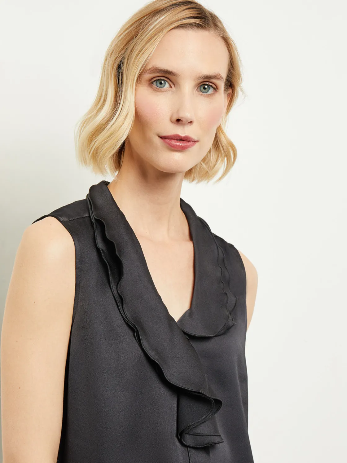 Misook Blouses & Shirts|Tops & Tees|Waterfall Ruffle Crepe de Chine Blouse