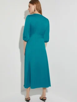 Misook Dresses|Woven Tie-Waist Balloon Sleeve Dress